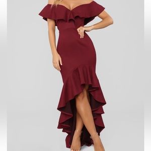 Fashion Nova La Flamenca dress in wine